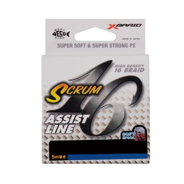 Xブレイドジャパン ライン ガリス スクラム16 アシストライン 5Mダイニーマ 16本組 50LB(5号) ブルー