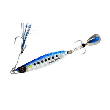 ハヤブサ メタルジグ カンタン巻きジグ ジャックアイ マキマキ 80-12 リアル魚鱗ブルーイワシ網目夜光