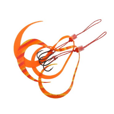 ハヤブサ タイラバ 鯛ラバ SE192 バルキーカーリーフックセット 地獄掛け アソート 2セット入り ブライトオレンジ&トリプルオレンジゼブラ