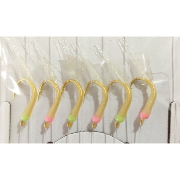 ハヤブサ 仕掛け 必殺中ムロサビキ 6本針 1組入 8号(スキン:白)