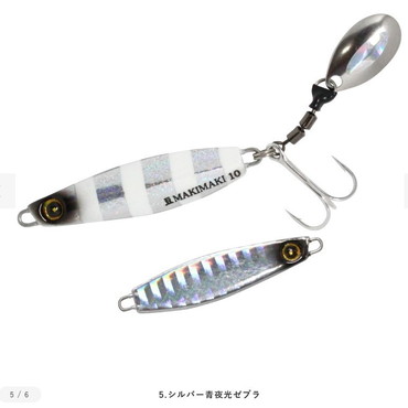 ハヤブサ（ＦＩＮＡ） メタルジグ FS434 ジャックアイ 豆マキマキ 7g 5 シルバー青夜光ゼブラ