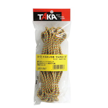タカ産業　ロープＪ　ナスカン付マルチロープ　４ｍｍ×１０ｍ