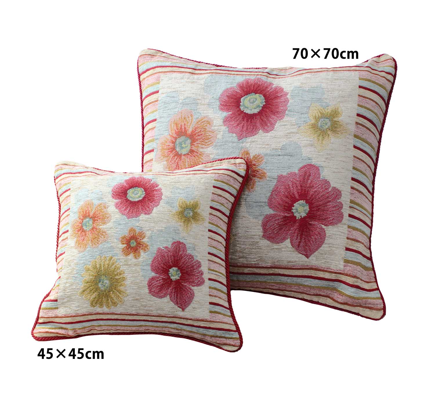 イタリア製ビッグクッション中身付き アネモネ(ベージュ) ベージュ