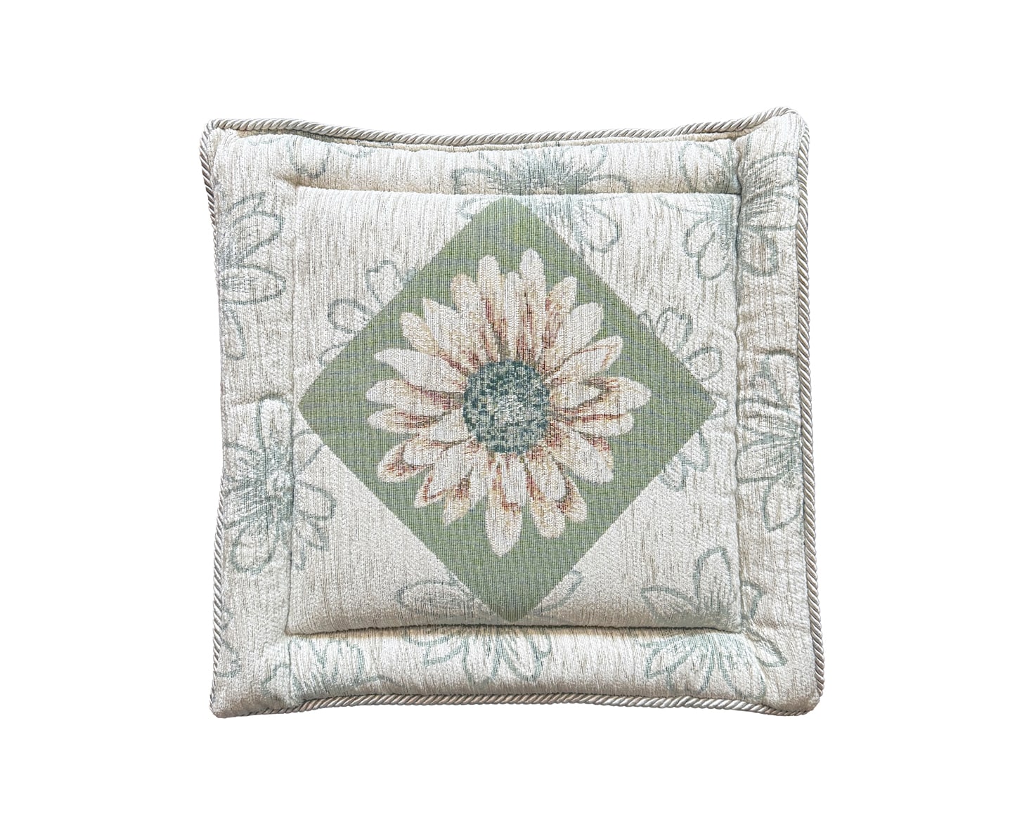 イタリア製シートクッション 48×45cm サンフラワー(グリーン) グリーン