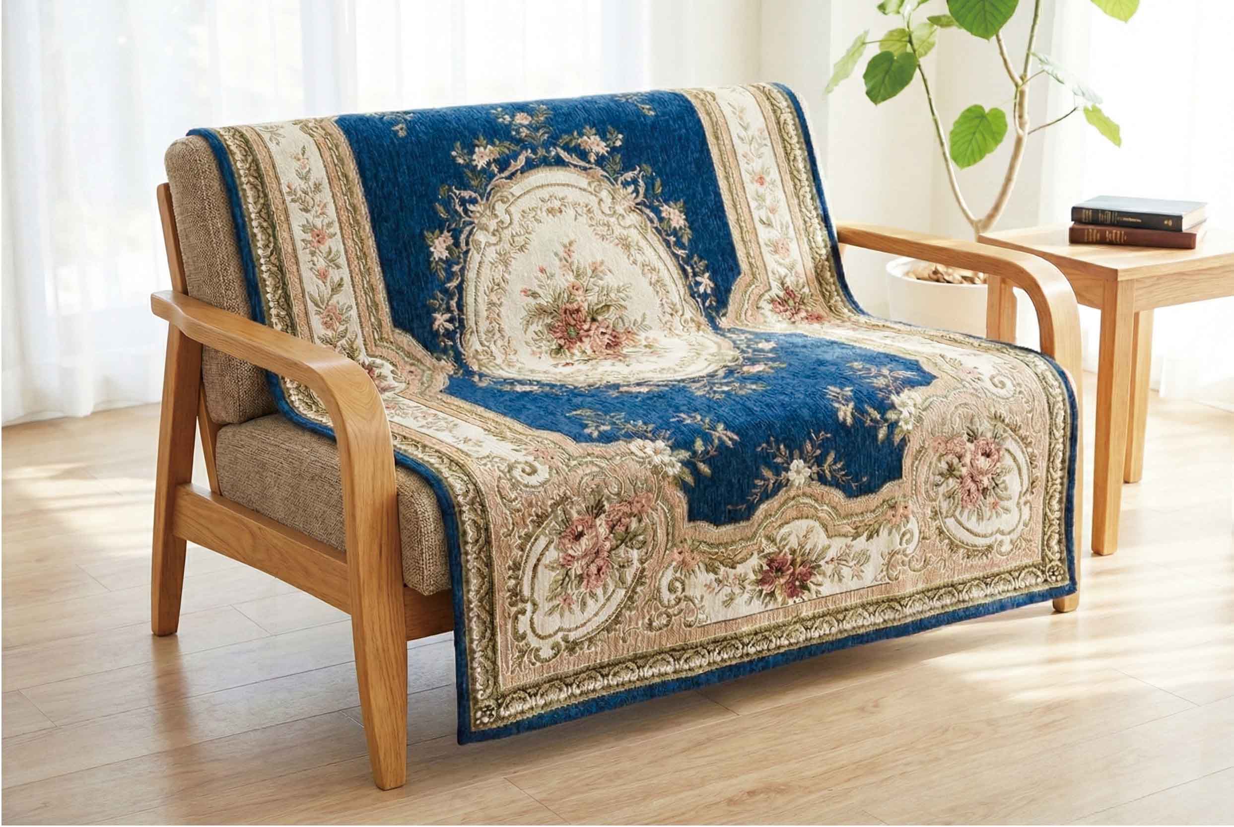 イタリア製中掛けカバー ロマンス 2人掛 105×175cm(ブルー) ブルー