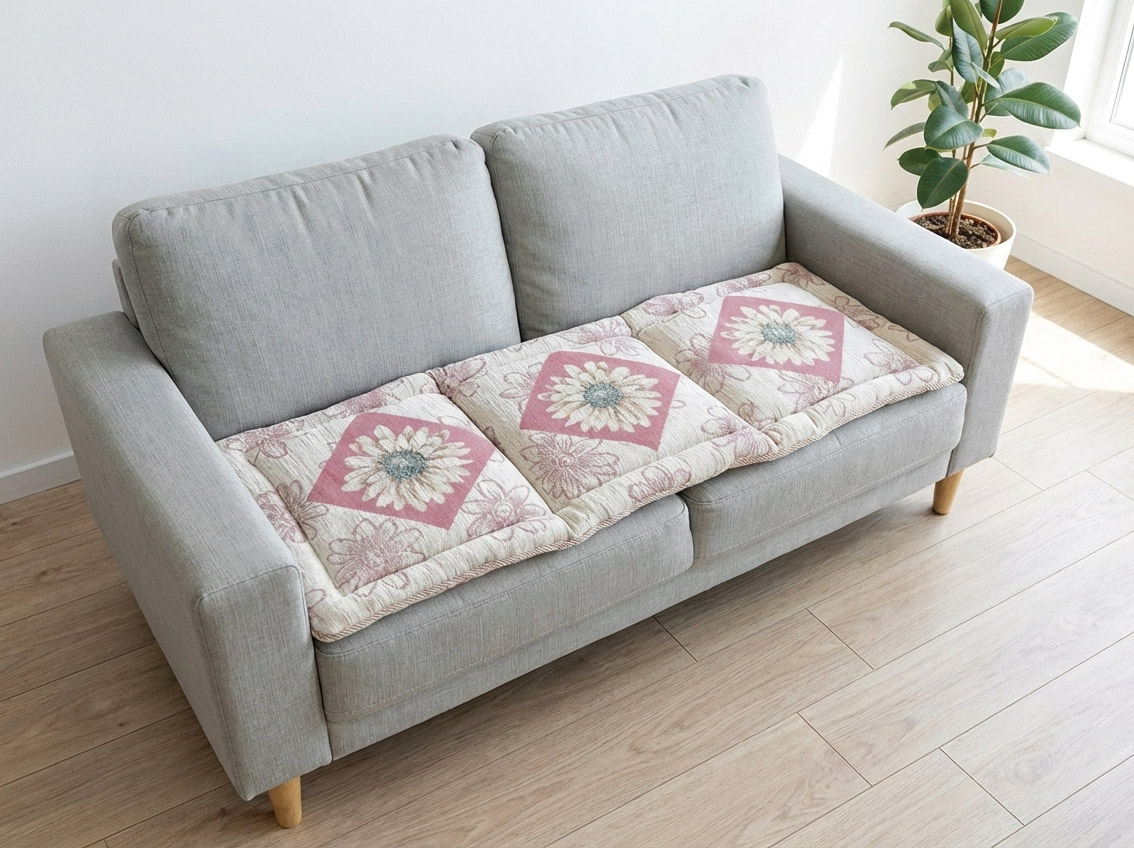 イタリア製シートクッション 48×150cm サンフラワー（ピンク）