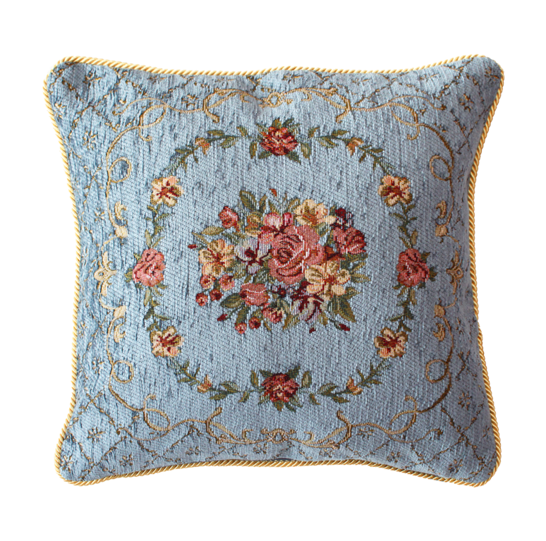 イタリア製クッション中身付き ブーケ（ライトブルー）