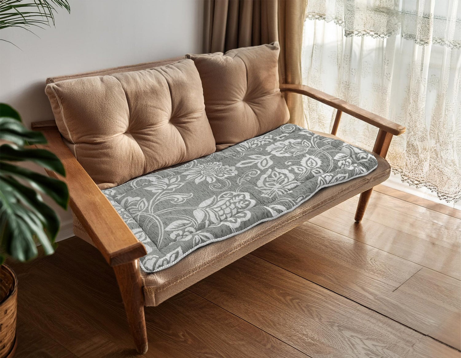 イタリア製シートクッション リカモ　48×100cm（グレー）