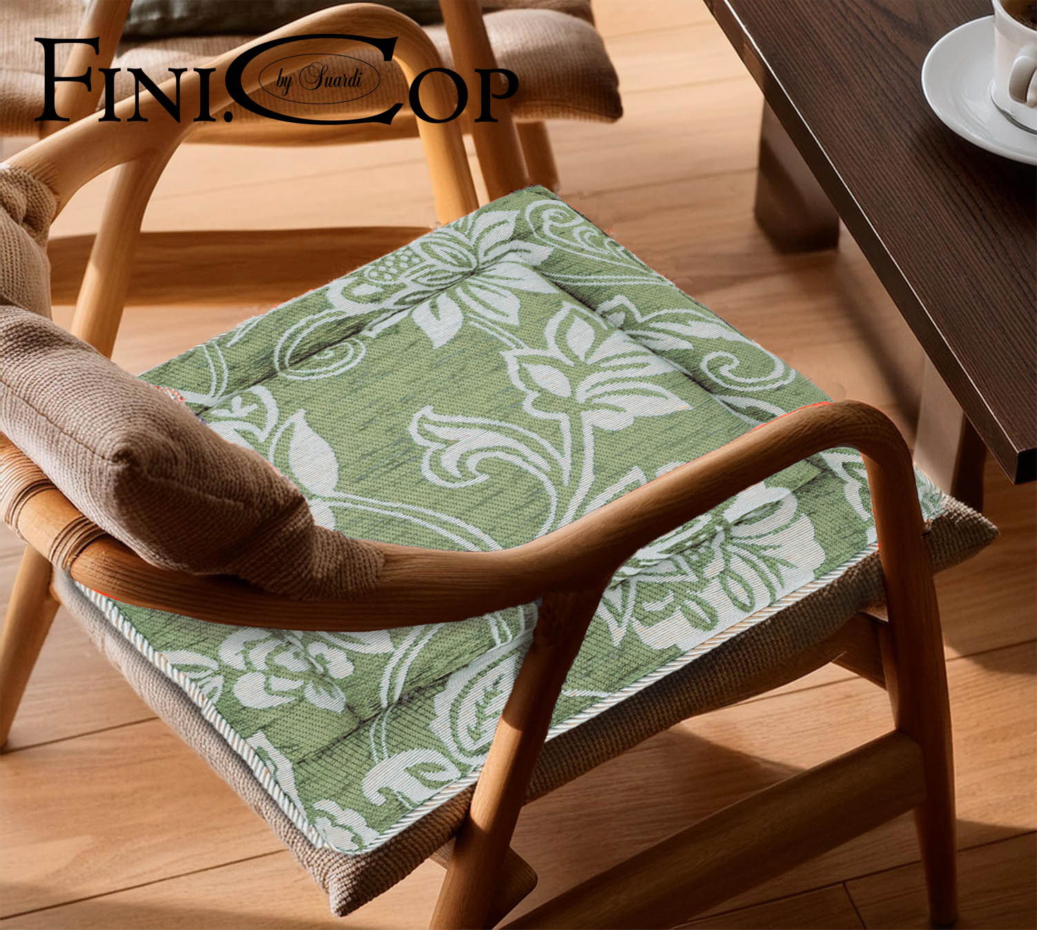 イタリア製シートクッション リカモ　48×45cm（グリーン）