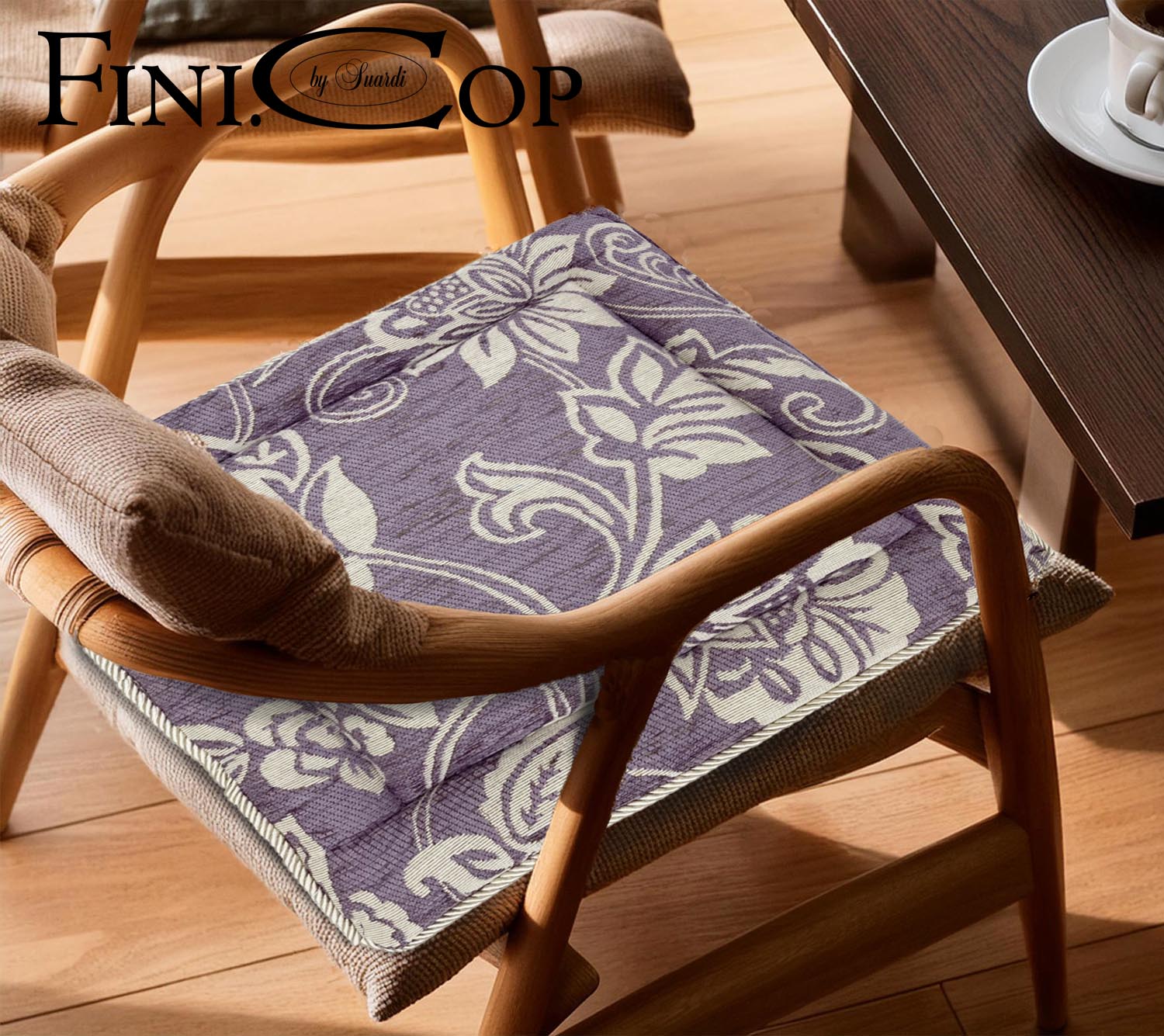 イタリア製シートクッション リカモ  48×45cm（ラベンダー）