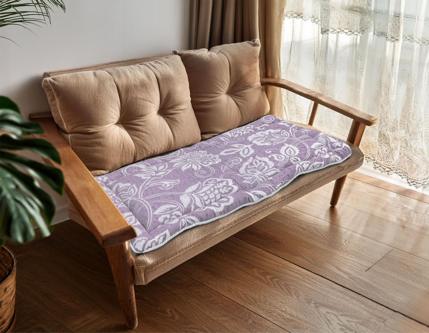 イタリア製シートクッション リカモ　48×100cm（ラベンダー）