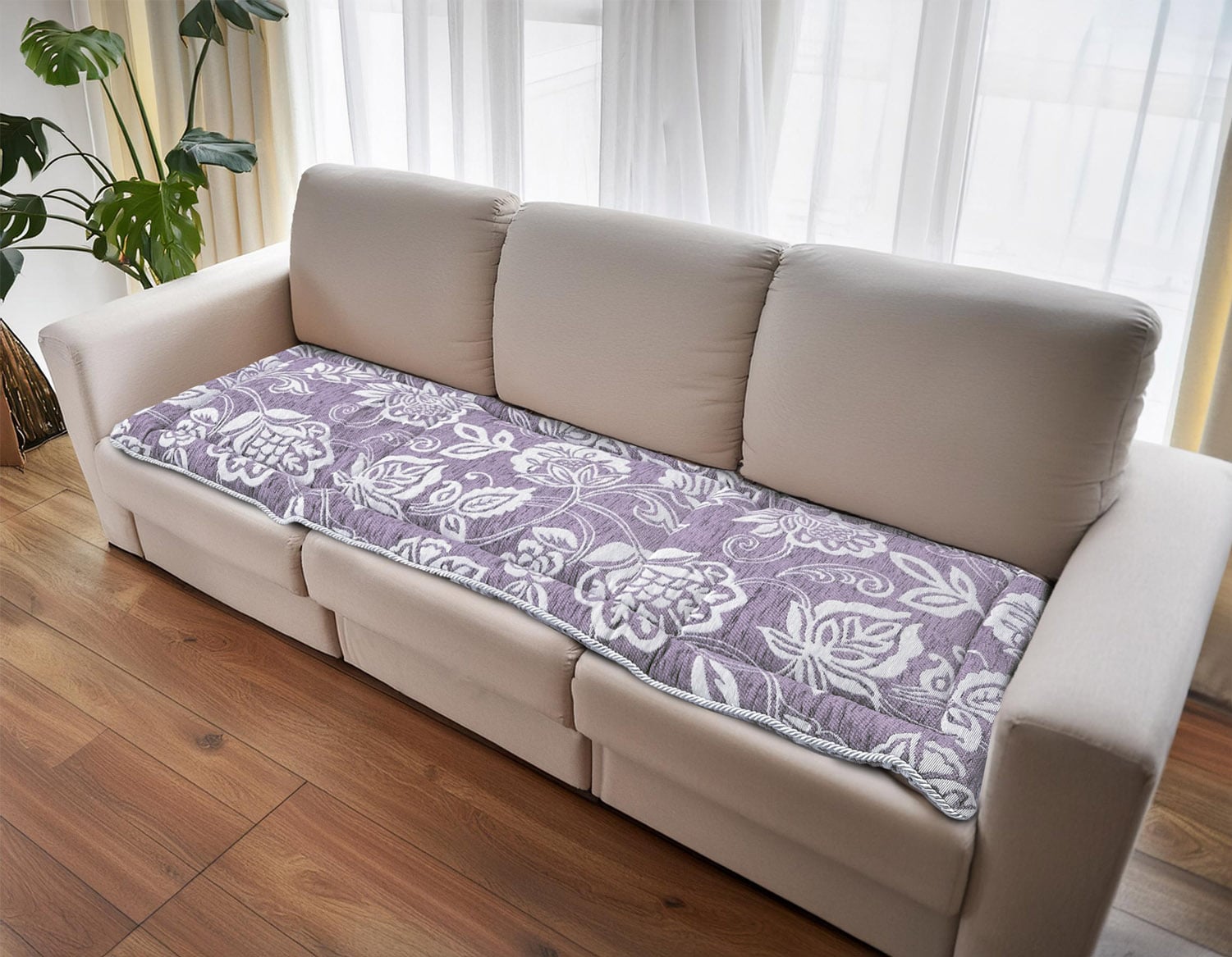 イタリア製シートクッション リカモ　48×150cm（ラベンダー）