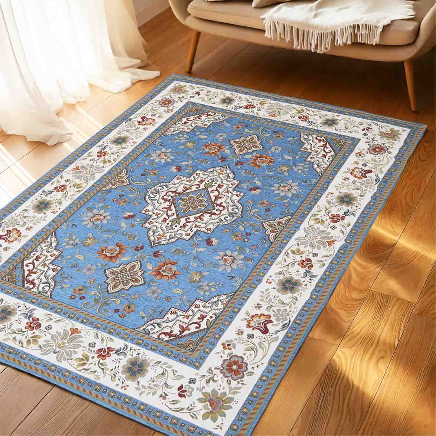 イタリア製ラグ イスタ 140×200cm (ターコイズ)