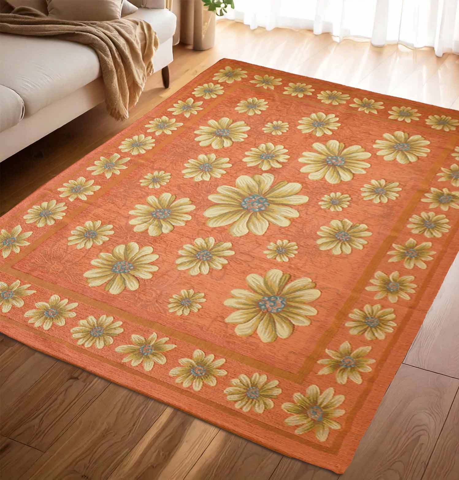 イタリア製ラグ マルゲリータ 140×200cm (オレンジ)