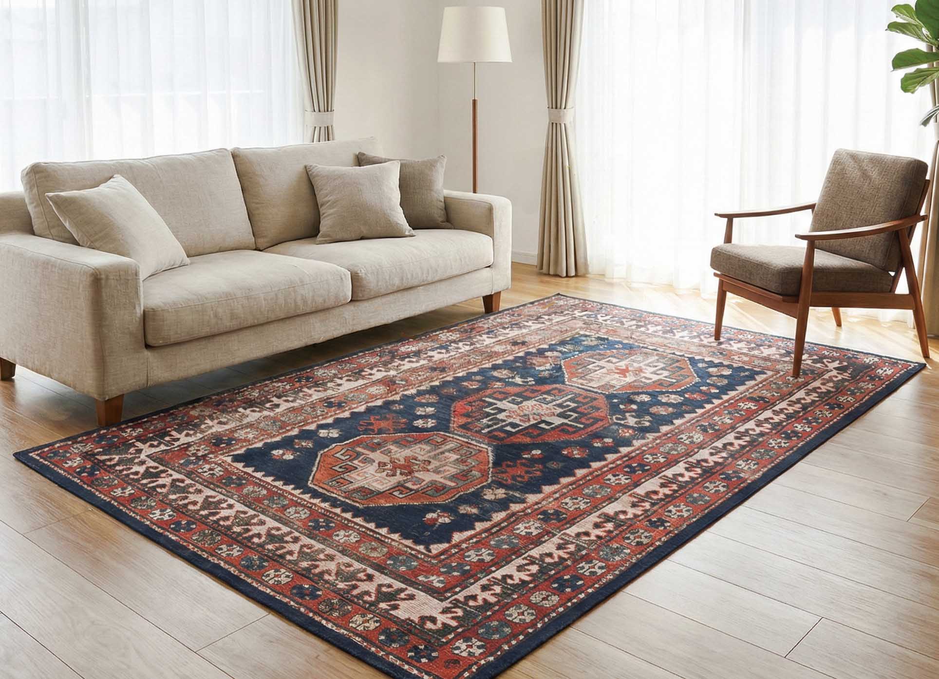 イタリア製ラグ オリエンテ 152×230cm (ブルー)