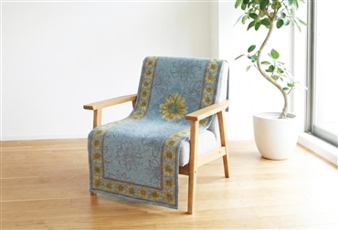 イタリア製中掛けカバー マーガレット 1人掛 53×175cm（ブルー）