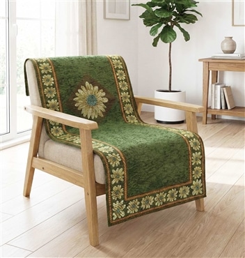 イタリア製中掛けカバー マーガレット 1人掛 53×175cm（グリーン）