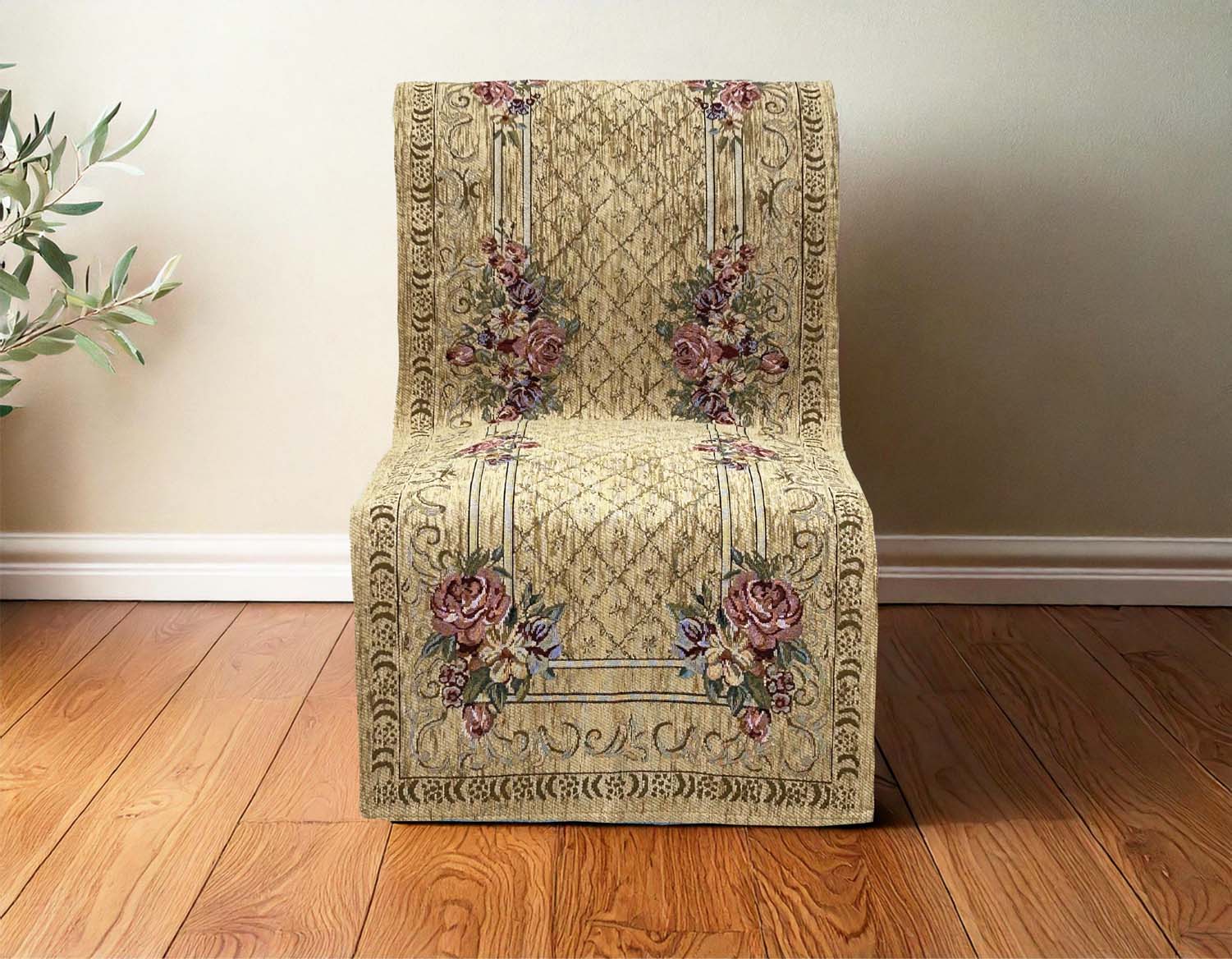 イタリア製中掛けカバー ブーケ 1人掛 53×175cm（ベージュ）