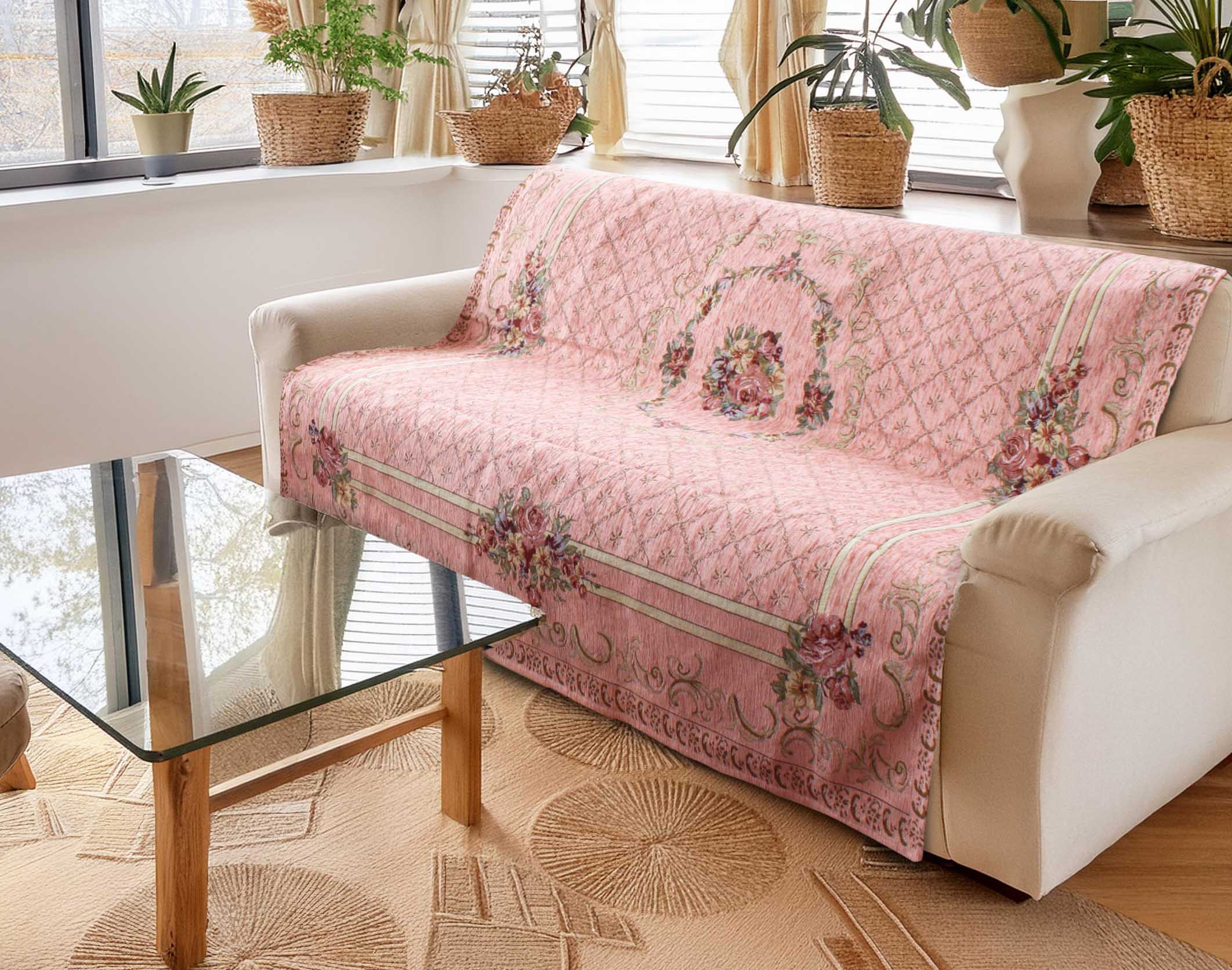 イタリア製中掛けカバー ブーケ 3人掛 155×175cm（ピンク）
