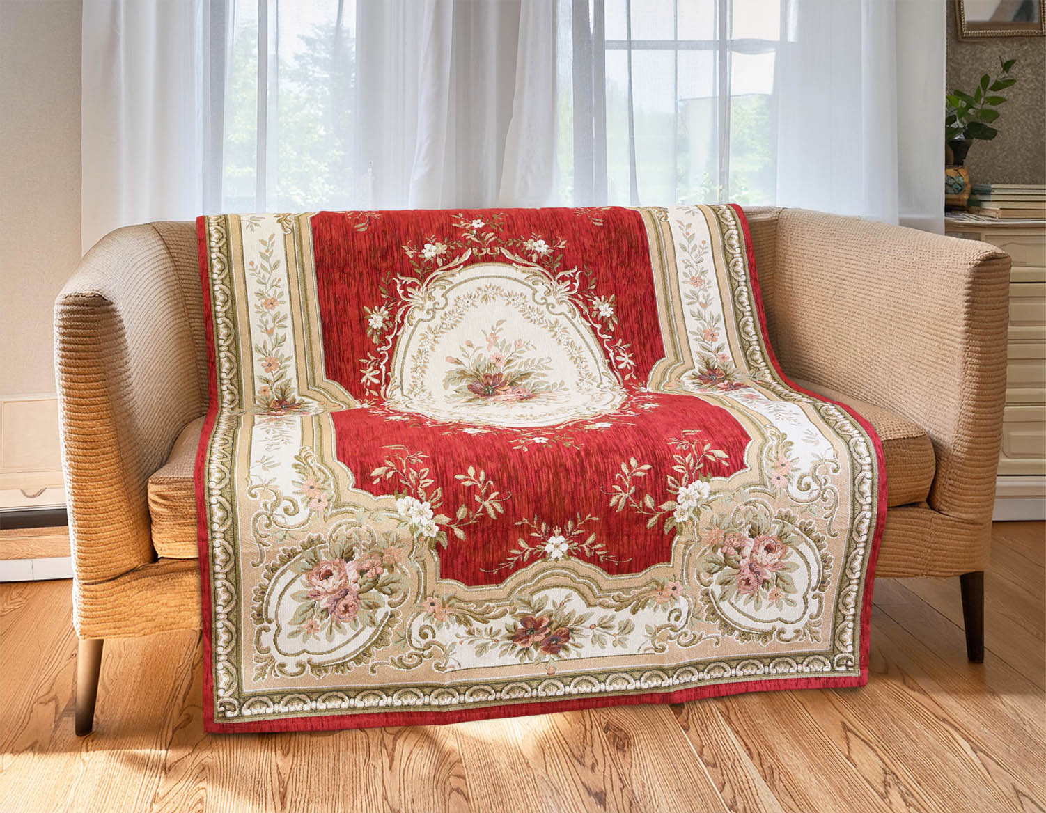 イタリア製中掛けカバー ロマンス 2人掛 105×175cm（レッド）