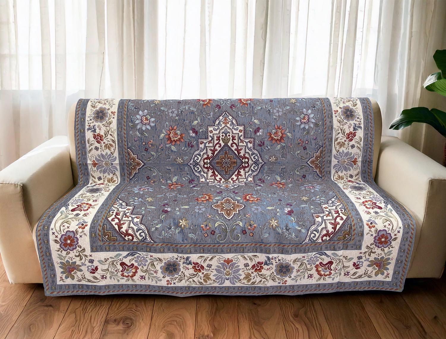 イタリア製中掛けカバー イスタ 3人掛 155×175cm（モスグレー）