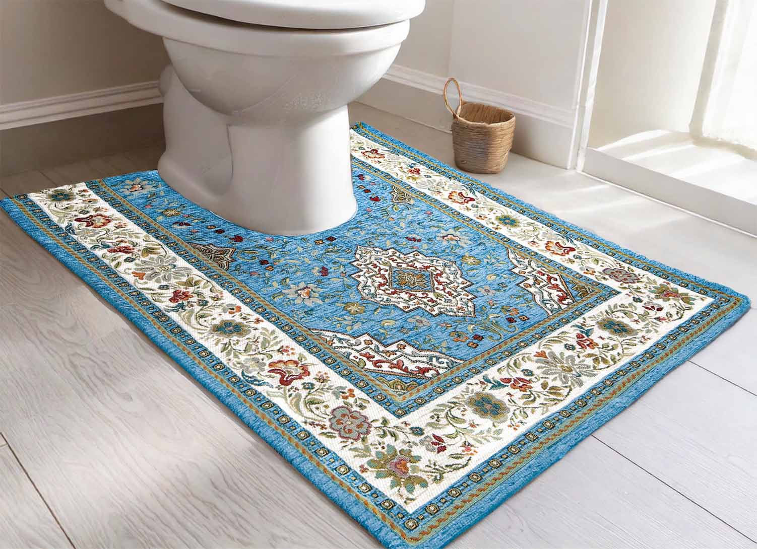 イタリア製トイレマット イスタ 65×90cm（ターコイズ）