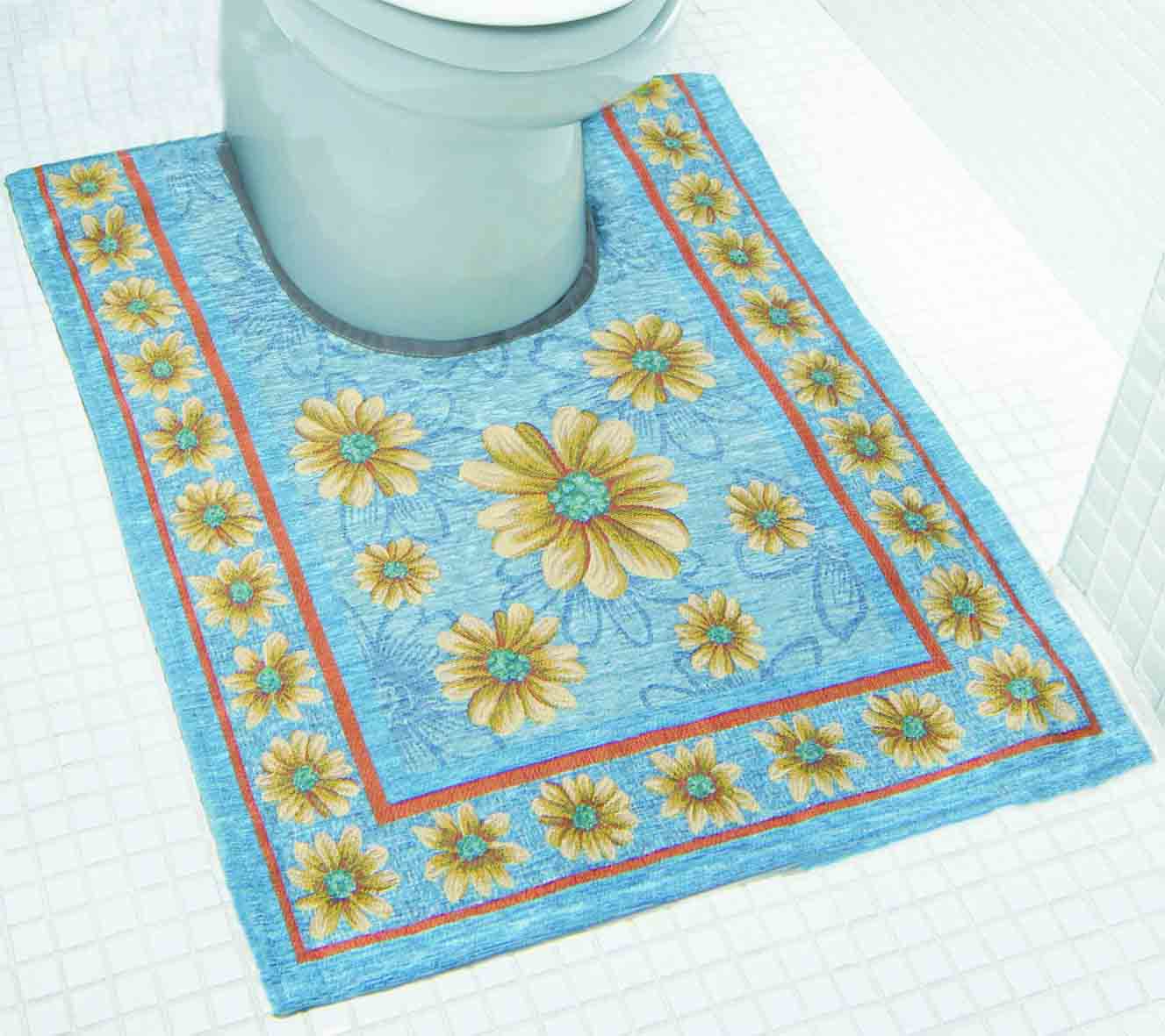 イタリア製トイレマット マルゲリータ 65×90cm（ライトブルー）