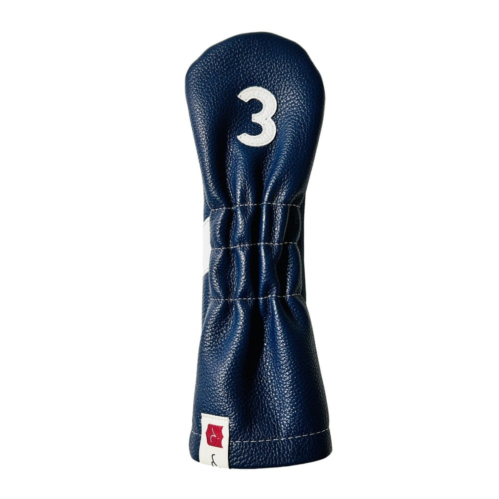 ヘッドカバー フェアウェイウッド 3 fw イリアック ゴルフ ロイヤル ネイビー x ホワイト Iliac Golf 本革
