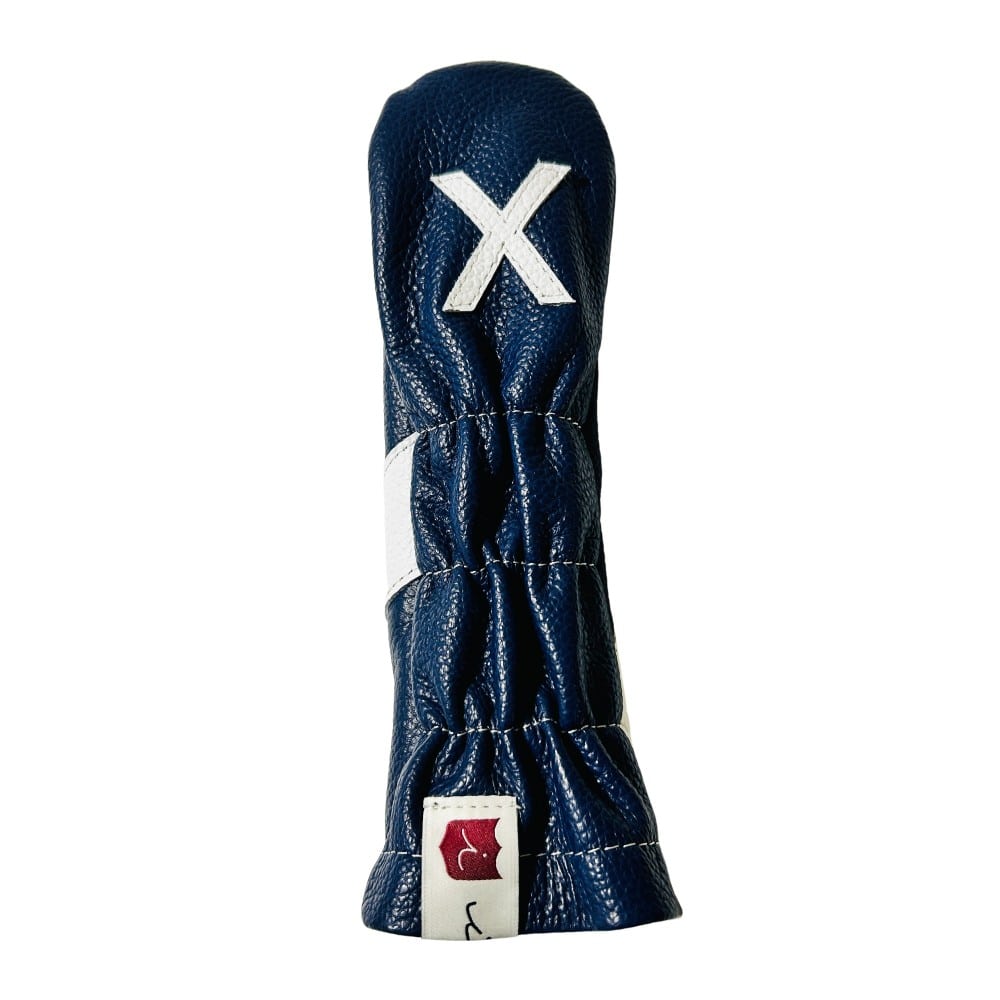 ヘッドカバー ユーティリティ X ut ハイブリッド イリアック ゴルフ ロイヤル ネイビー x ホワイト Iliac Golf 本革
