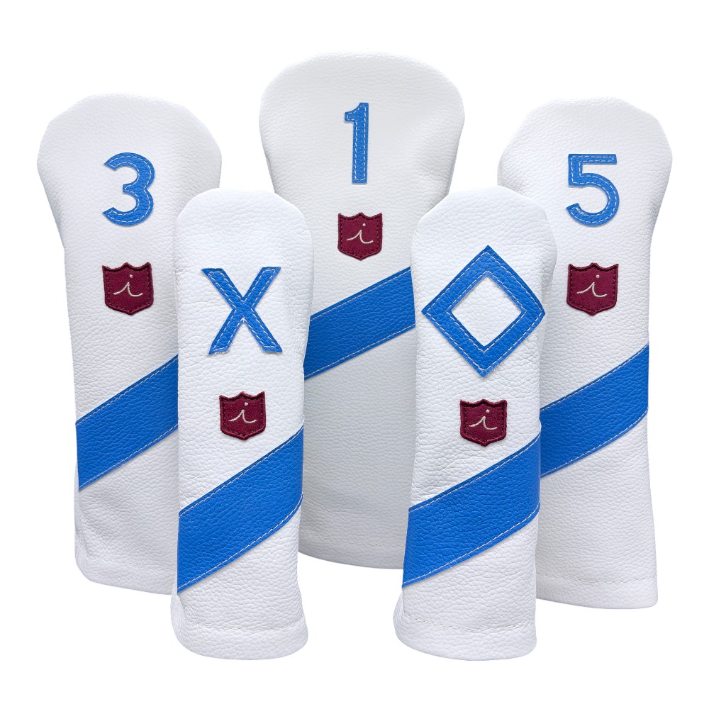 ヘッドカバー ユーティリティ X ut ハイブリッド イリアック ゴルフ ロイヤル ホワイト x ブルー Iliac Golf 本革