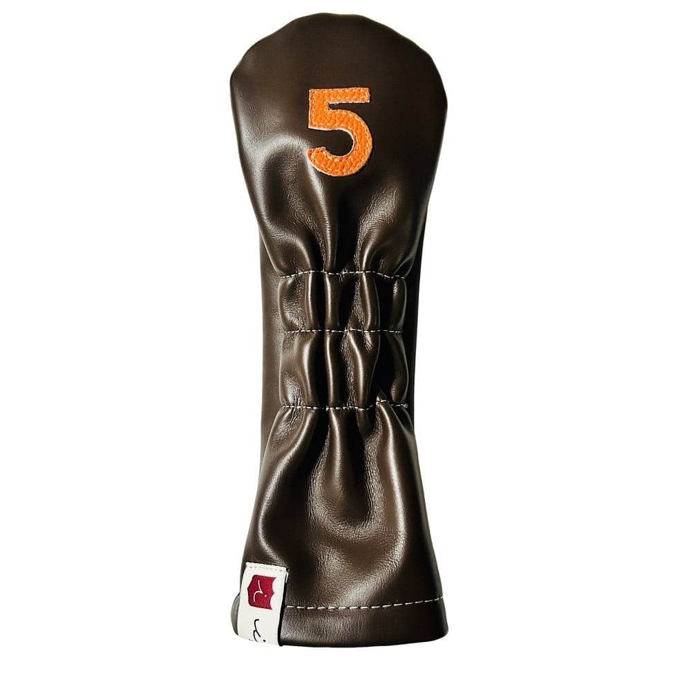 ヘッドカバー フェアウェイウッド 5 fw イリアック ゴルフ ビンテージ ブラウン x オレンジ Iliac Golf 本革
