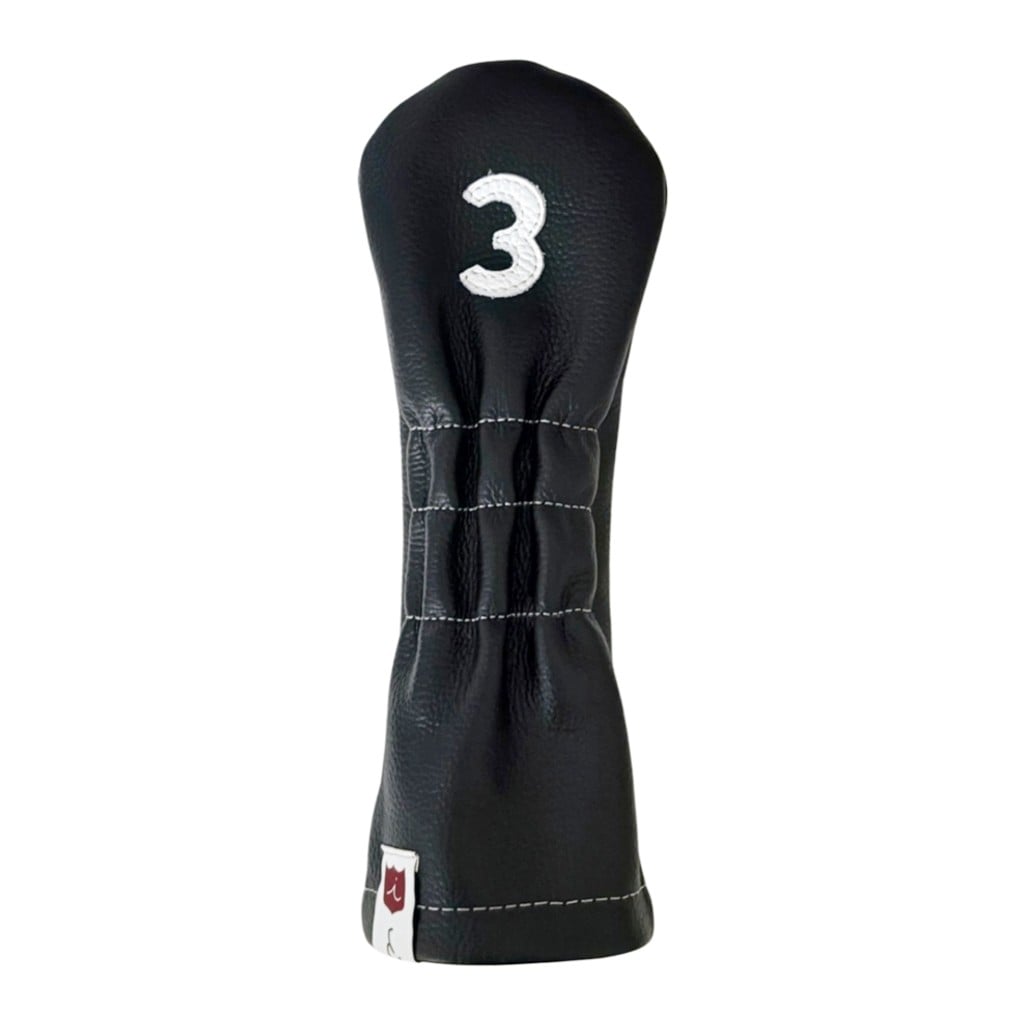 ヘッドカバー フェアウェイウッド 3 fw イリアック ゴルフ ビンテージ ブラック x ホワイト Iliac Golf 本革