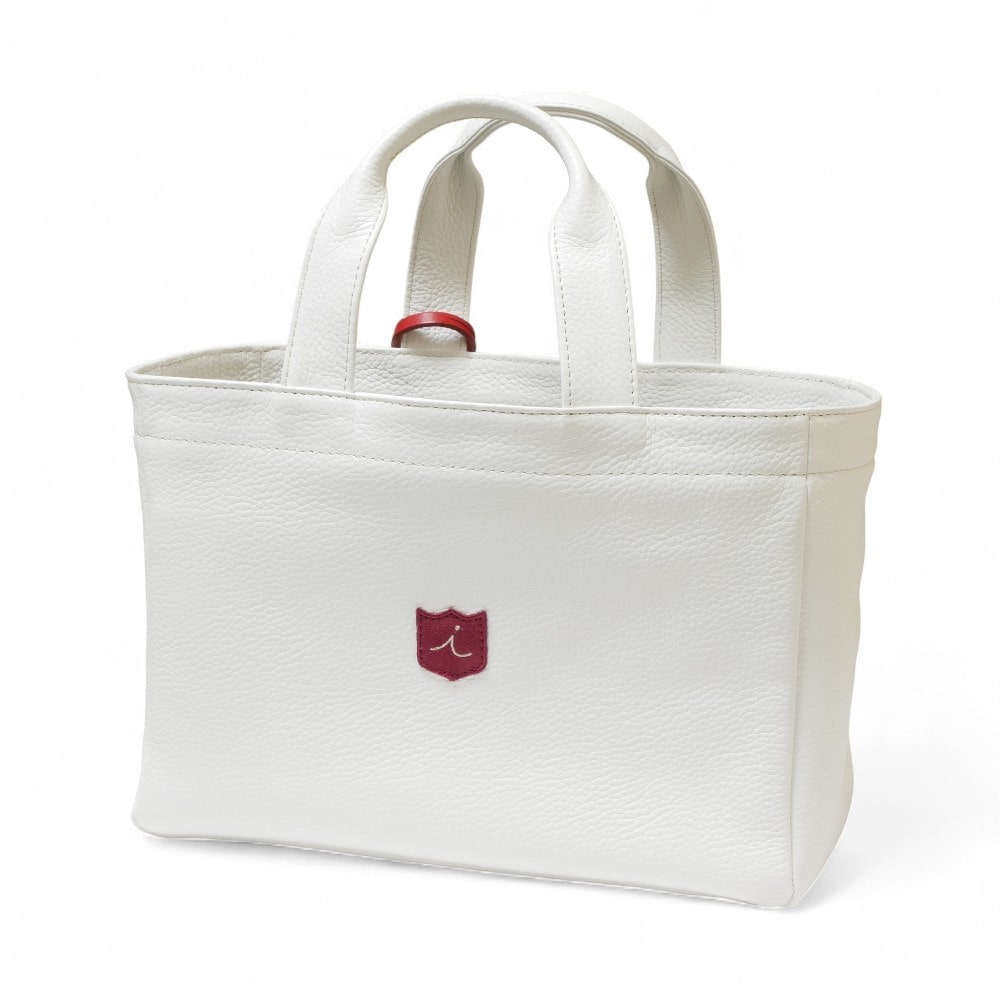 ラウンド トート バッグ 底鋲付き イリアック ゴルフ Iliac Golf 本革 ホワイト シュリンク