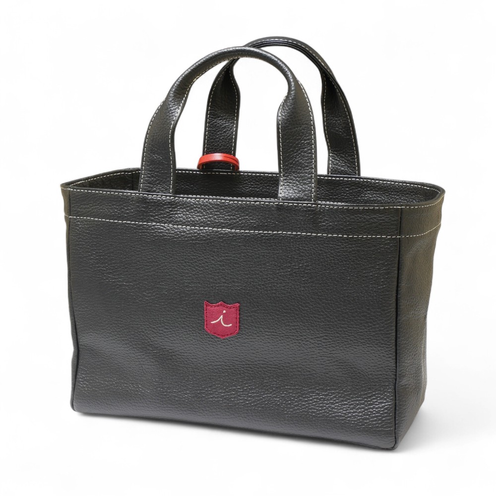 ラウンド トート バッグ 底鋲付き イリアック ゴルフ Iliac Golf 本革 ブラック シュリンク