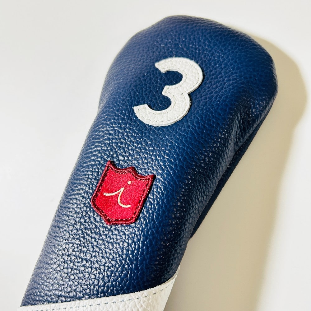 ヘッドカバー フェアウェイウッド 3 fw イリアック ゴルフ ロイヤル ネイビー x ホワイト Iliac Golf 本革