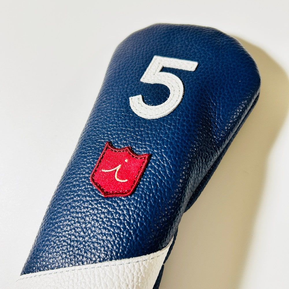 ヘッドカバー フェアウェイウッド 5 fw イリアック ゴルフ ロイヤル ネイビー x ホワイト Iliac Golf 本革