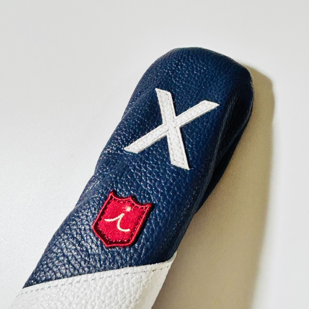 ヘッドカバー ユーティリティ X ut ハイブリッド イリアック ゴルフ ロイヤル ネイビー x ホワイト Iliac Golf 本革