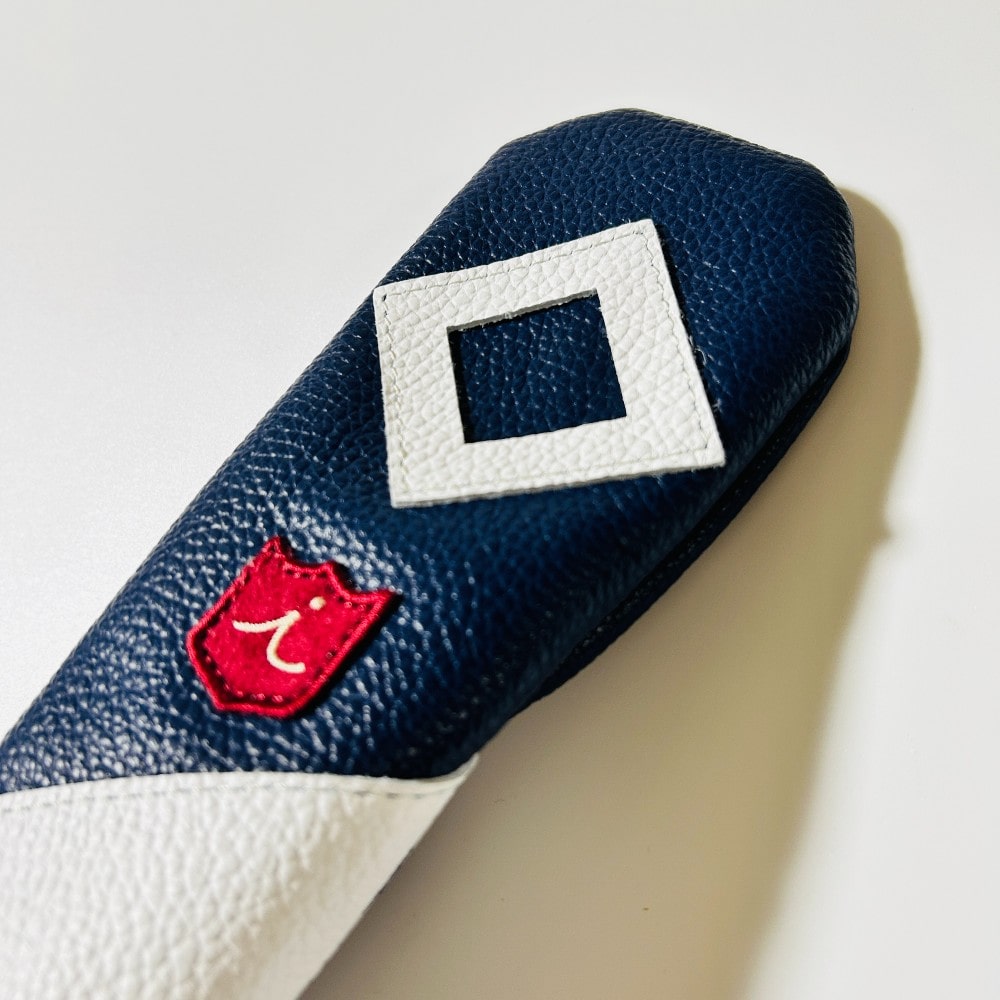 ヘッドカバー ユーティリティ ◇ ut ハイブリッド イリアック ゴルフ ロイヤル ネイビー x ホワイト Iliac Golf 本革