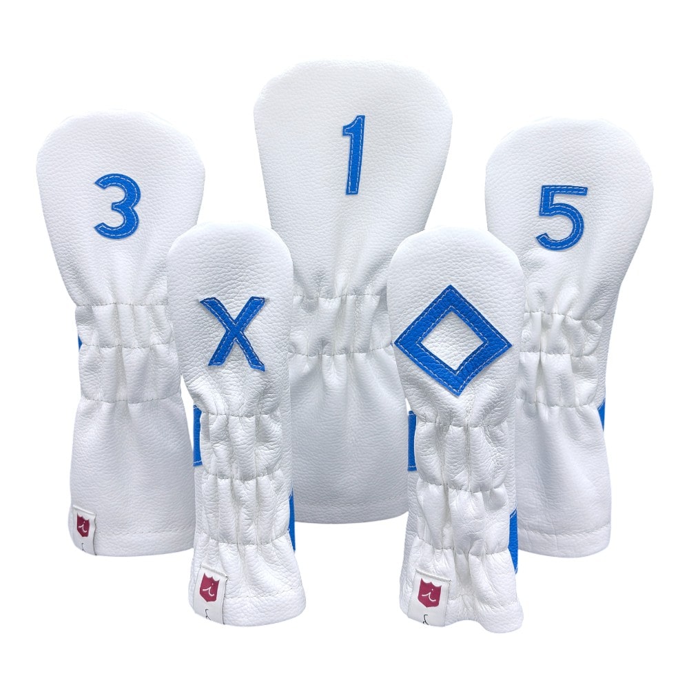 ヘッドカバー ユーティリティ X ut ハイブリッド イリアック ゴルフ ロイヤル ホワイト x ブルー Iliac Golf 本革