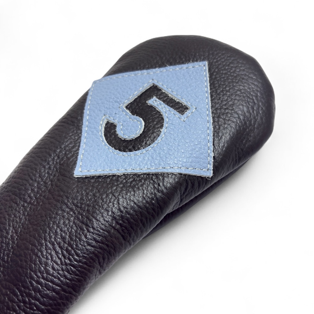 ヘッドカバー フェアウェイウッド 5 fw イリアック ゴルフ ビンテージ ブラック x サックスブルー Iliac Golf 本革