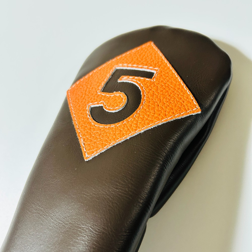 ヘッドカバー フェアウェイウッド 5 fw イリアック ゴルフ ビンテージ ブラウン x オレンジ Iliac Golf 本革