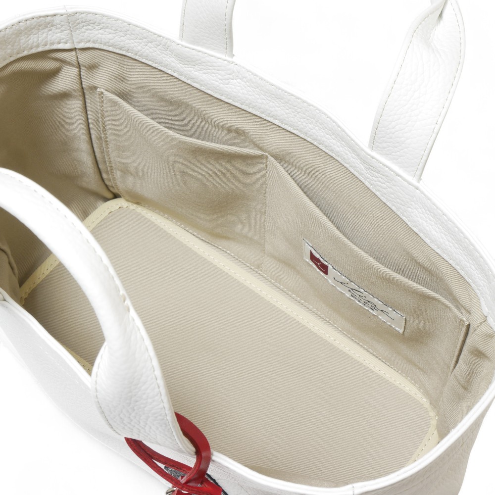 ラウンド トート バッグ 底鋲付き イリアック ゴルフ Iliac Golf 本革 ホワイト シュリンク
