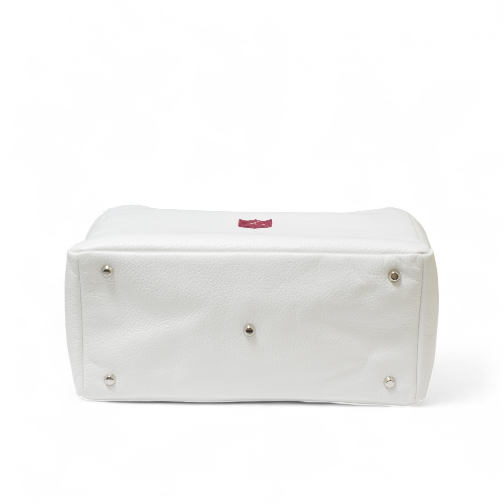 ラウンド トート バッグ 底鋲付き イリアック ゴルフ Iliac Golf 本革 ホワイト シュリンク