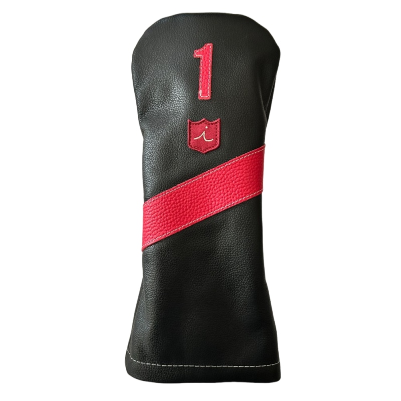 ヘッドカバー ドライバー イリアック ゴルフ ロイヤル ブラック x レッド Iliac Golf 本革