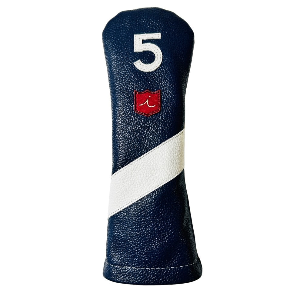 ヘッドカバー フェアウェイウッド 5 fw イリアック ゴルフ ロイヤル ネイビー x ホワイト Iliac Golf 本革