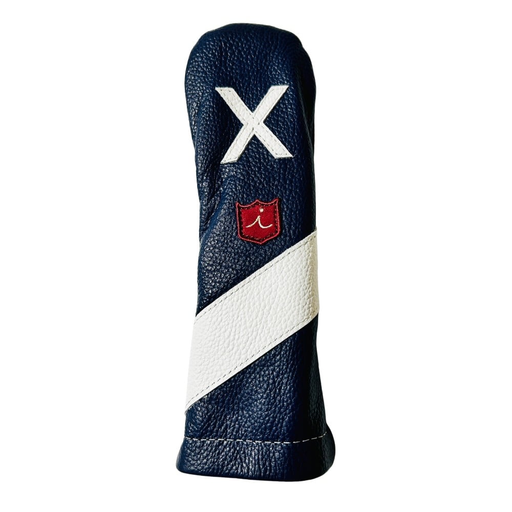ヘッドカバー ユーティリティ X ut ハイブリッド イリアック ゴルフ ロイヤル ネイビー x ホワイト Iliac Golf 本革