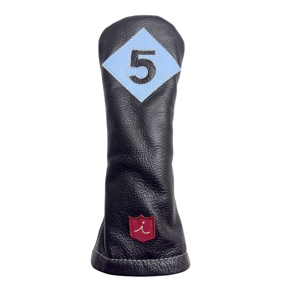 ヘッドカバー フェアウェイウッド 5 fw イリアック ゴルフ ビンテージ ブラック x サックスブルー Iliac Golf 本革