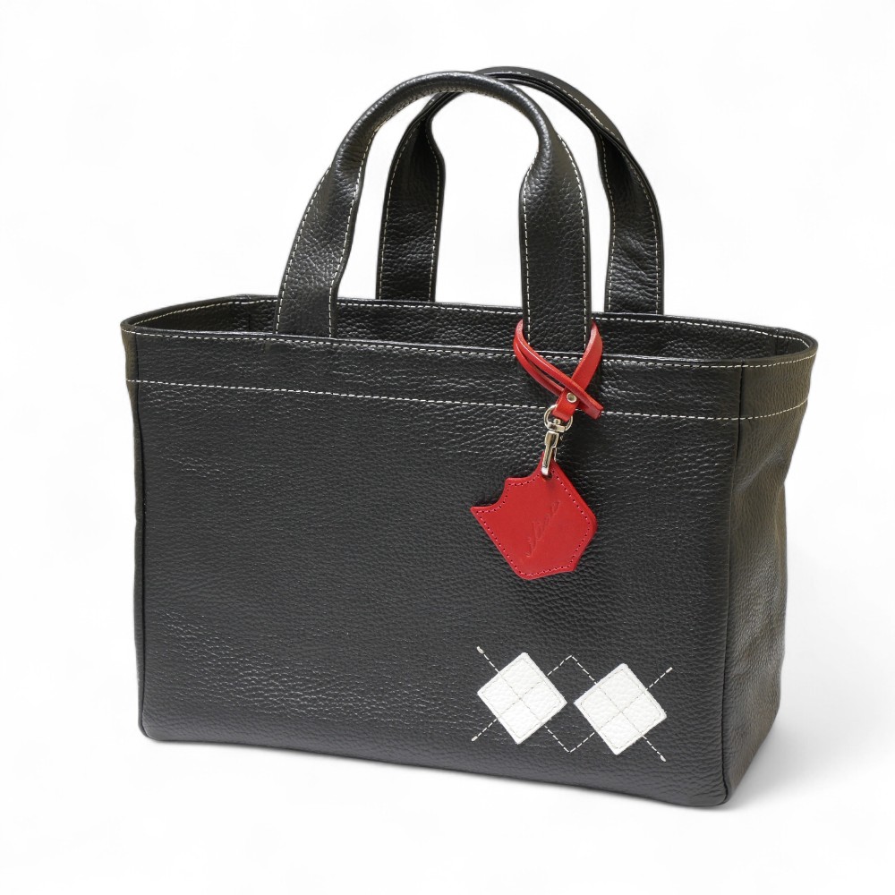 ラウンド トート バッグ 底鋲付き イリアック ゴルフ Iliac Golf 本革 ブラック シュリンク