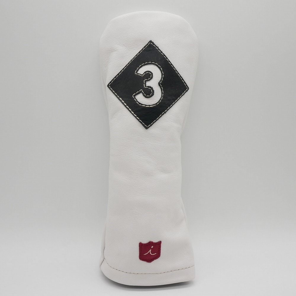 イリアック ヘッドカバー 本革 フェアウェイウッド3 ビンテージ ホワイトxブラック Iliac Golf 3 Wood Vintage White x Black