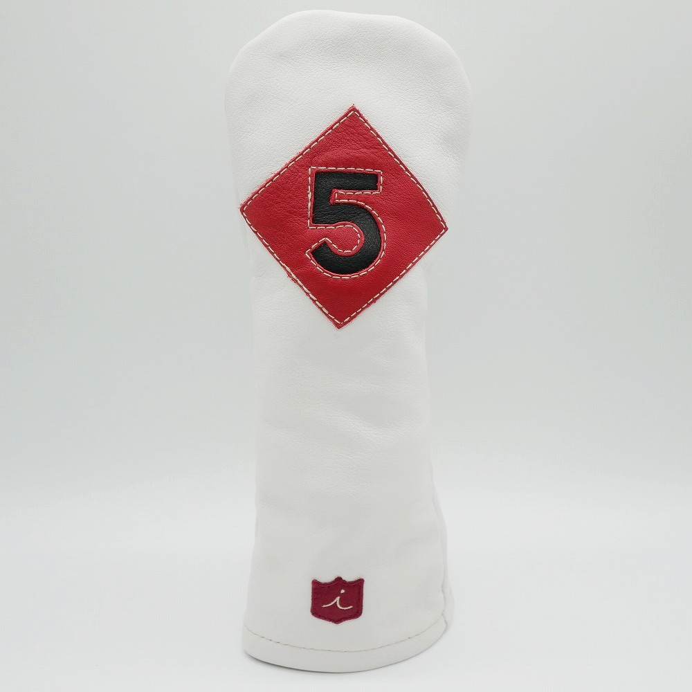 JAL Mall限定 イリアック ヘッドカバー 本革 フェアウェイウッド5 ビンテージ ホワイトxレッドブラック Iliac Golf 5 Wood Vintage White x Red Black